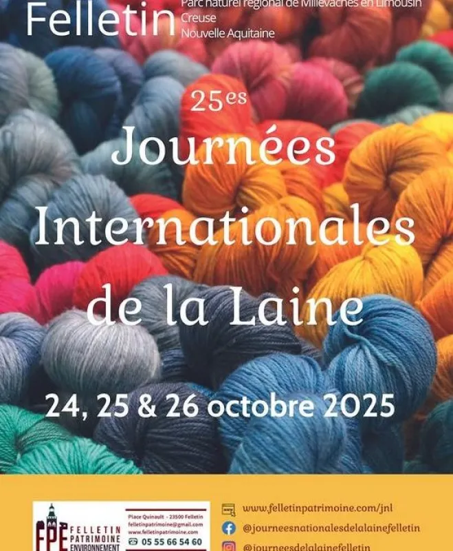 24, 25 &amp; 26 octobre 2025, Journées Internationales de la Laine, Felletin (23) Visuel